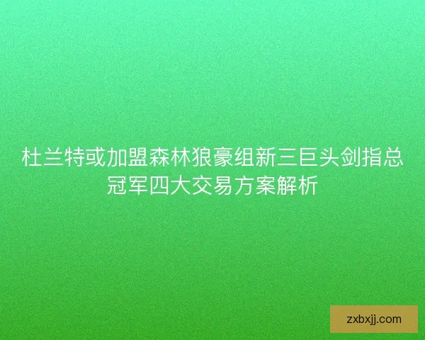杜兰特或加盟森林狼豪组新三巨头剑指总冠军四大交易方案解析 杜兰特或加盟森林狼豪组新三巨头剑指总冠军四大交易方案解析
