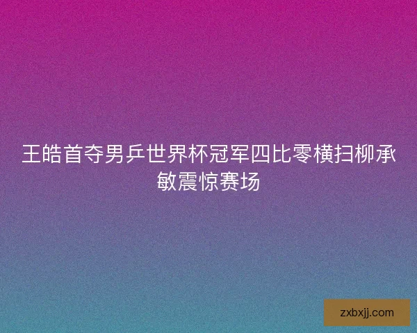 王皓首夺男乒世界杯冠军四比零横扫柳承敏震惊赛场 王皓首夺男乒世界杯冠军四比零横扫柳承敏震惊赛场