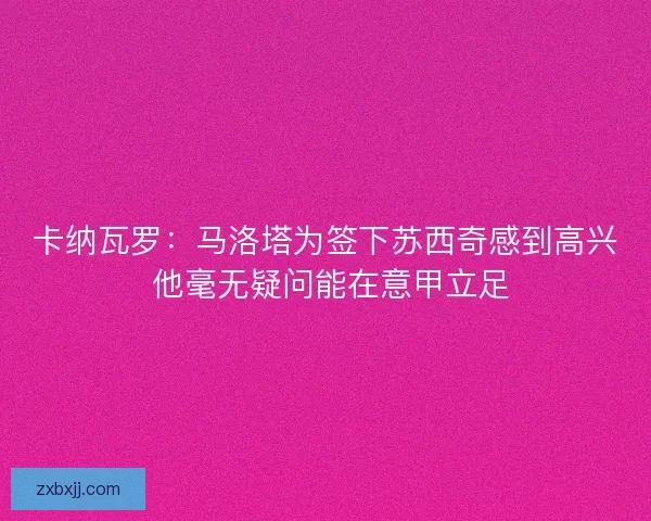 卡纳瓦罗：马洛塔为签下苏西奇感到高兴 他毫无疑问能在意甲立足