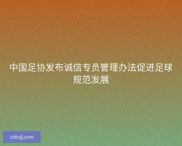 中国足协发布诚信专员管理办法促进足球规范发展 中国足协发布诚信专员管理办法促进足球规范发展